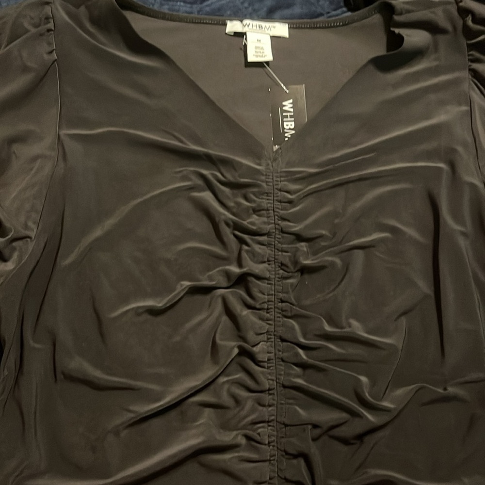 WHBM Black Ruched Front Tee - Picture 6 of 7